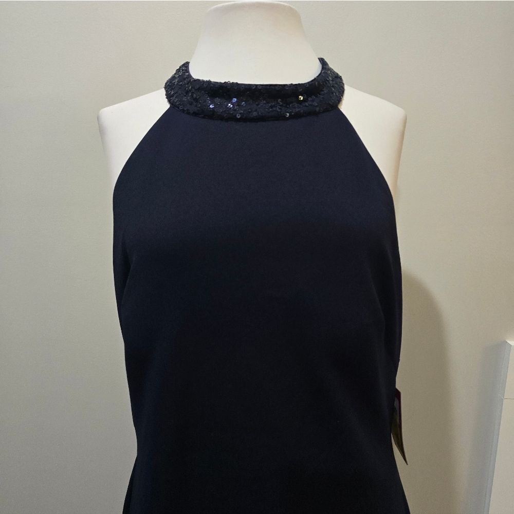 Vince Camuto Sequin Neck Column NWT Size 14 Navy Blue - Picture 5 of 6